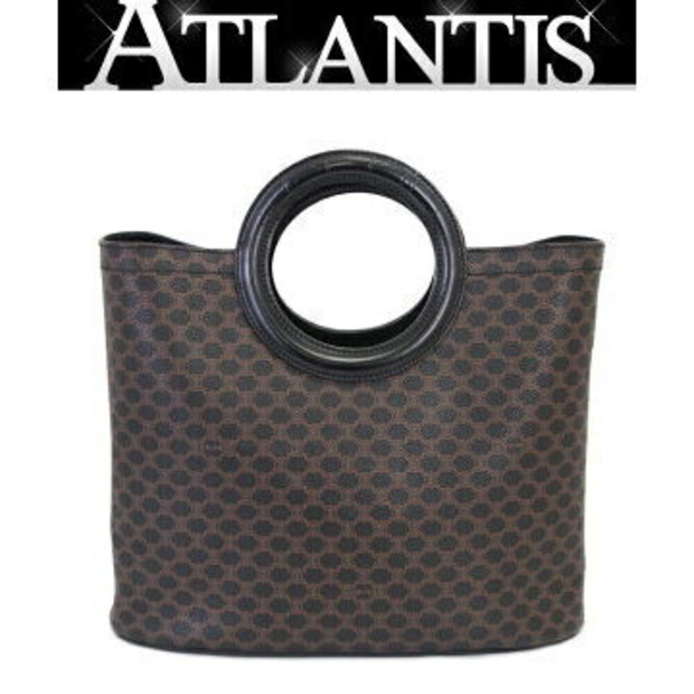 Celine handbag circle logo handle Macadam black leather
